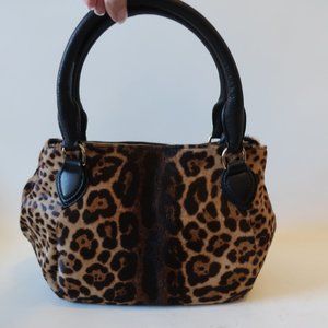 J. Crew Leopard Print Satchel with Black Accents